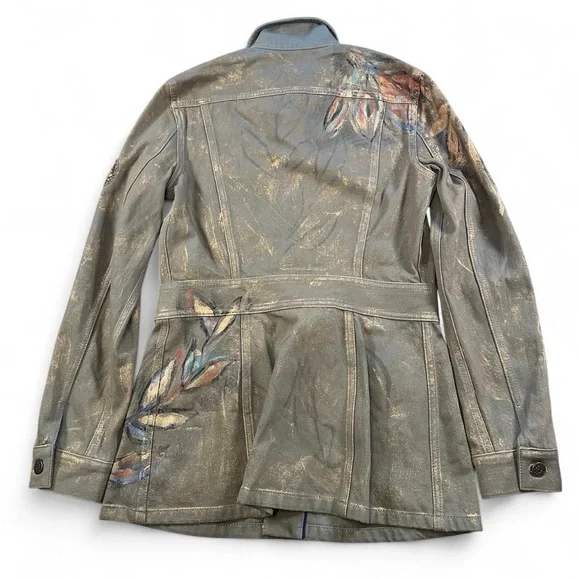 Ralph Lauren Purple Label Women’s 2 Bacall Embellished Denim Military Jacket